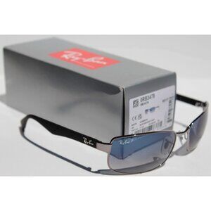 RAY-BAN RB3478 POLARIZED Sunglasses Silver/Blue Gradient 004/78 NEW